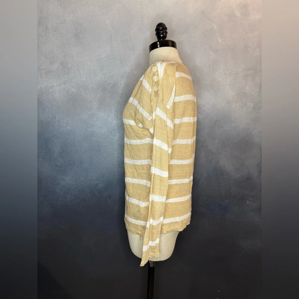 Lauren Ralph Lauren Striped Long Sleeve Top 100% Linen - Picture 5 of 9